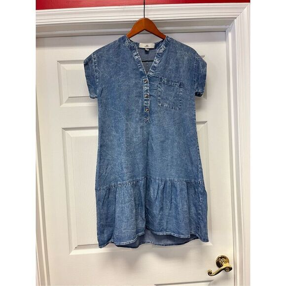 Thread & Supply Lyocel Super Soft Chambray Cap Sleeve Dress sz XS EUC - Picture 1 of 9